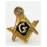 10K Masonic Pin w/ Small Diamond