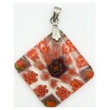Murano Glass Millefiori Square Pendant
