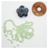 2 Carved Stone Beads & 1 Strand Stone Beads