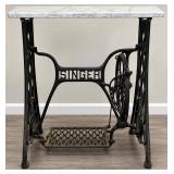 Singer Cast Iron Treadle Base Marble Top Table