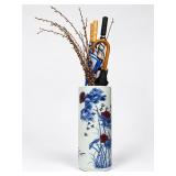 Porcelain Umbrella Stand w/ Decor & Umbrellas