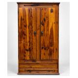 Vintage Knotty Pine Wardrobe Armoire Cabinet