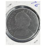 1776 British George III Copper Half Penny Coin