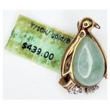 10K Jade Penguin Pin/Brooch
