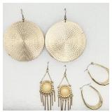 3 Gold-tone Fashion Earrings