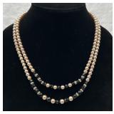 Vintage Glass Faux Pearl Necklace