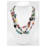 Real Stone & Glass Beaded Necklace Hand-made