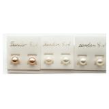 3 Pairs of Freshwater Pearl Studs