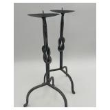 Vintage Hand-forged Wrought Iron Candlesticks