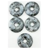 5 Larrikite Donut Gemstone Pendants
