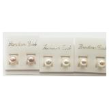 3 Pairs Freshwater Pearl Studs