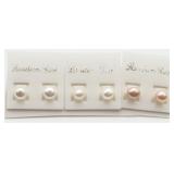 3 Pairs Freshwater Pearl Studs