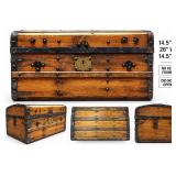 Vintage Wood & Metal Steamer Trunk Chest