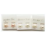 3 Pairs Freshwater Pearl Studs