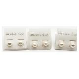 3 Pairs Freshwater Pearl Studs