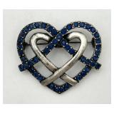 'Pretzel Heart' Pin w/ Blue Stones