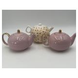 Collection of 3 Ceramic Teapots
