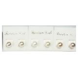 3 Pairs Freshwater Pearl Studs