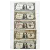 5-1958 Blue Seal $1 Silver Certificates