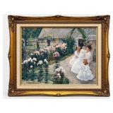 Framed Garden Scene by J.L. Wachimans