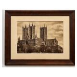 Vintage Lincoln Cathedral Sepia Framed Photograph