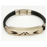 Sterling Silver & Rubber Cord Bracelet