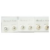 3 Pairs Freshwater Pearl Studs