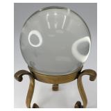 Crystal Ball w/Vintage Brass Tripod Stand
