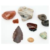Mix of Small Stones, Fossils, and 1 Arrowhead