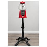 Vintage Red Gumball Machine on Pedestal Stand