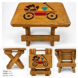 Vintage Folding Wood Stool Wagon Design