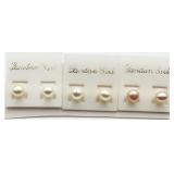3 Pairs Freshwater Pearl Studs
