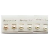 3 Pairs Freshwater Pearl Studs