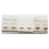 3 Pairs Freshwater Pearl Studs