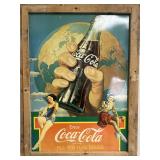 Framed vintage CoVtg Coca-Cola Advertising Sign