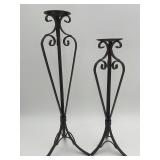 Vintage Rustic Wrought Iron Candlesticks