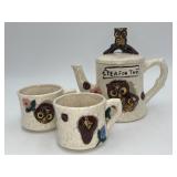 Vintage Ceramic 'Tea for Two' Stackable Owl Set