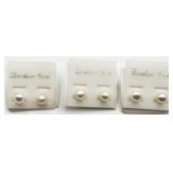3 Pairs Freshwater Pearl Studs