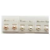 3 Pairs Freshwater Pearl Studs