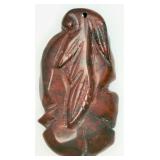 Hand-carved Cabbage Rose Flower Red Jasper Pendant