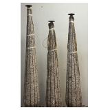 Set of 3 Tall Woven Floor Candle Holders