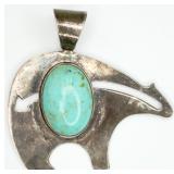 Native American Style Turquoise Bear Pendant