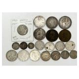 21 Antique & Vintage Foreign Silver Coins
