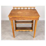 Vintage Wood Writing Desk w/ Spindle Back