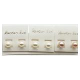 3 Pairs Freshwater Pearl Studs