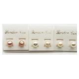 3 Pairs Freshwater Pearl Studs