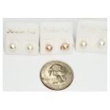 3 Pairs Freshwater Pearl Studs