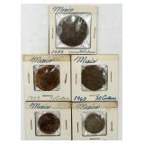 5 Vintage Coins from Mexico
