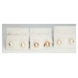 3 Pairs Freshwater Pearl Studs