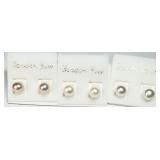 3 Pairs Freshwater Pearl Studs